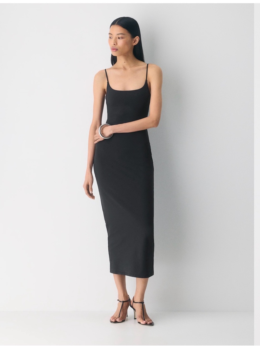 Aritzia Contour Summon Maxi Cami Black Spaghetti Strap Dress